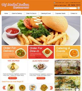 Taj Mahal Indian Restaurant Web Page Design 